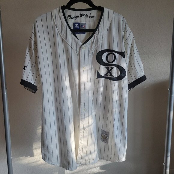 Retro 90s White Sox Jersey by Starter Cooperstown MLB Collection Pinstripe M - Picture 2 of 14
